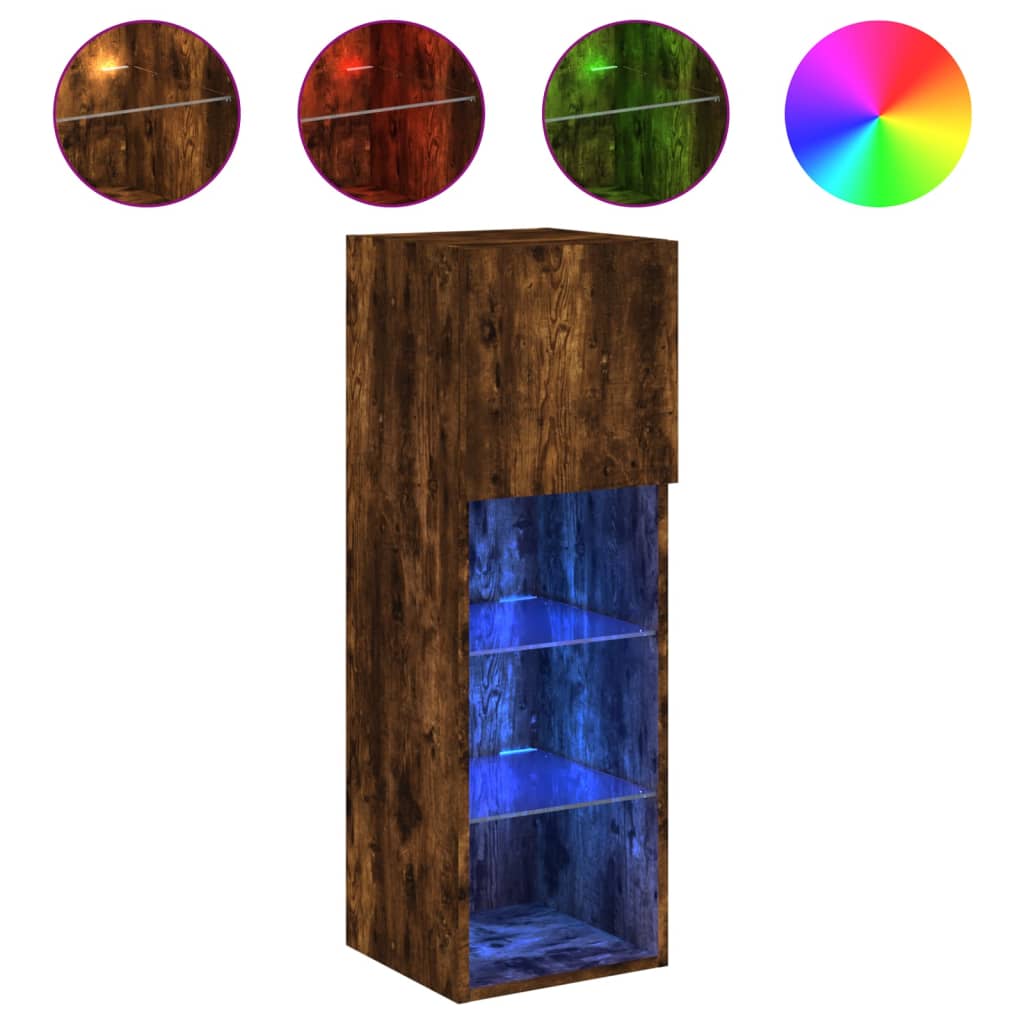 vidaXL Έπιπλο Τηλεόρασης με LED Καπνιστή Δρυς 30,5x30x90 εκ.