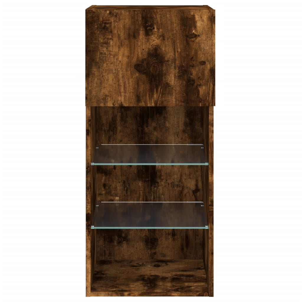 vidaXL Έπιπλα Τηλεόρασης με LED 2 τεμ. Καπνιστή Δρυς 40,5x30x90 εκ.