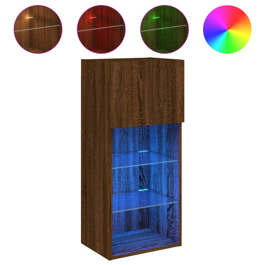 vidaXL Έπιπλο Τηλεόρασης με LED Καφέ Δρυς 40,5x30x90 εκ.