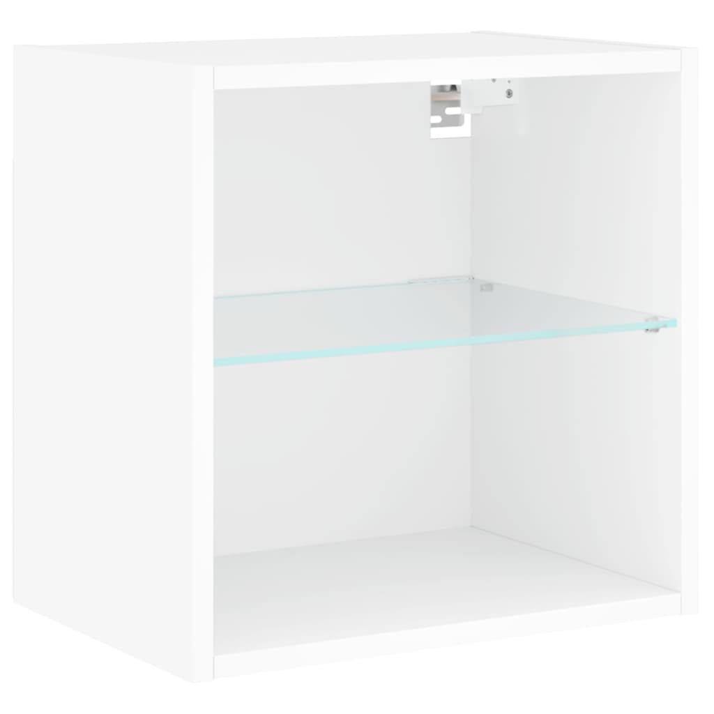 vidaXL Κομοδίνα Επιτοίχια με Φώτα LED 2 Τεμ. Λευκά