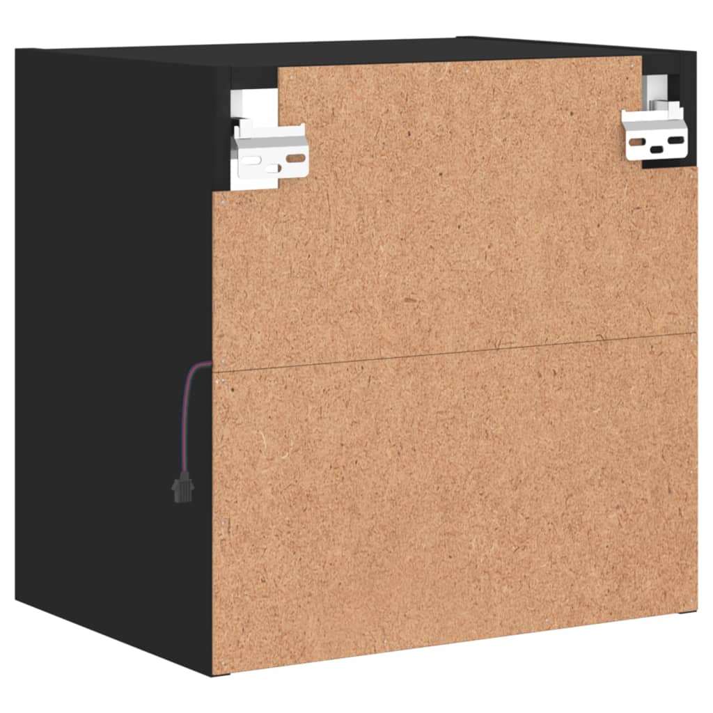 vidaXL Κομοδίνο Επιτοίχιο με Φώτα LED Μαύρο