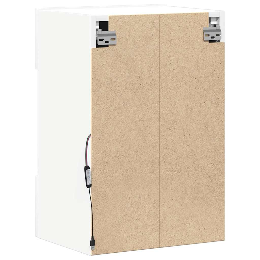 vidaXL Κρεμαστά ντουλάπια με φώτα LED για τηλεόραση 2 Τεμ. Λευκά 40x30x60,5 εκ.