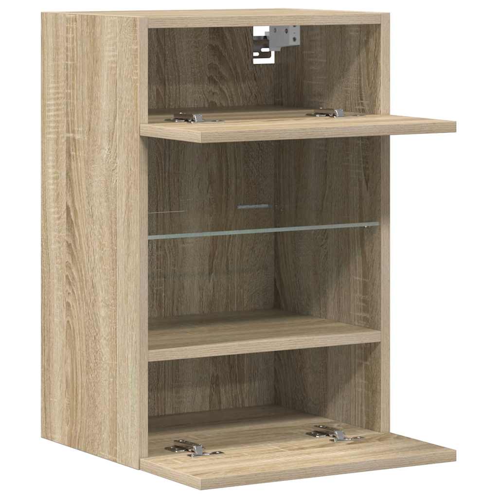 vidaXL Κρεμαστά ντουλάπια με φώτα LED για τηλεόραση 2 Τεμ. Sonoma Δρυς 40x30x60,5 εκ.