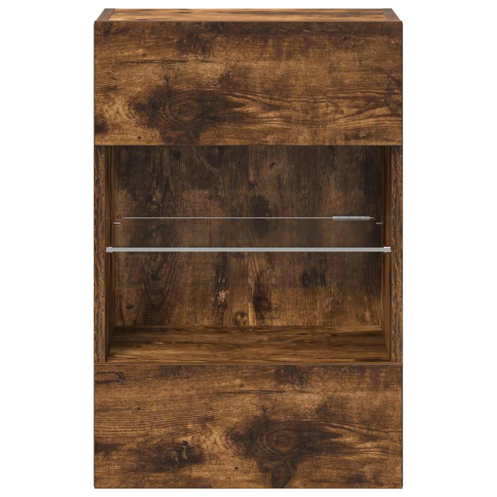 vidaXL Κρεμαστά ντουλάπια με φώτα LED για τηλεόραση 2 Τεμ. Καπνιστή Δρυς 40x30x60,5εκ.