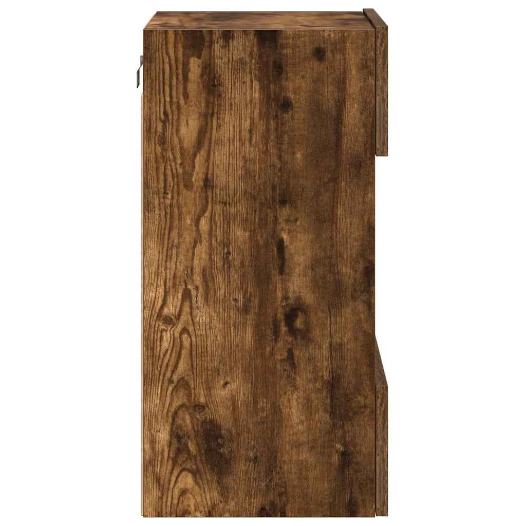 vidaXL Κρεμαστά ντουλάπια με φώτα LED για τηλεόραση 2 Τεμ. Καπνιστή Δρυς 40x30x60,5εκ.