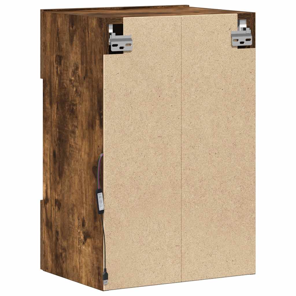 vidaXL Κρεμαστά ντουλάπια με φώτα LED για τηλεόραση 2 Τεμ. Καπνιστή Δρυς 40x30x60,5εκ.