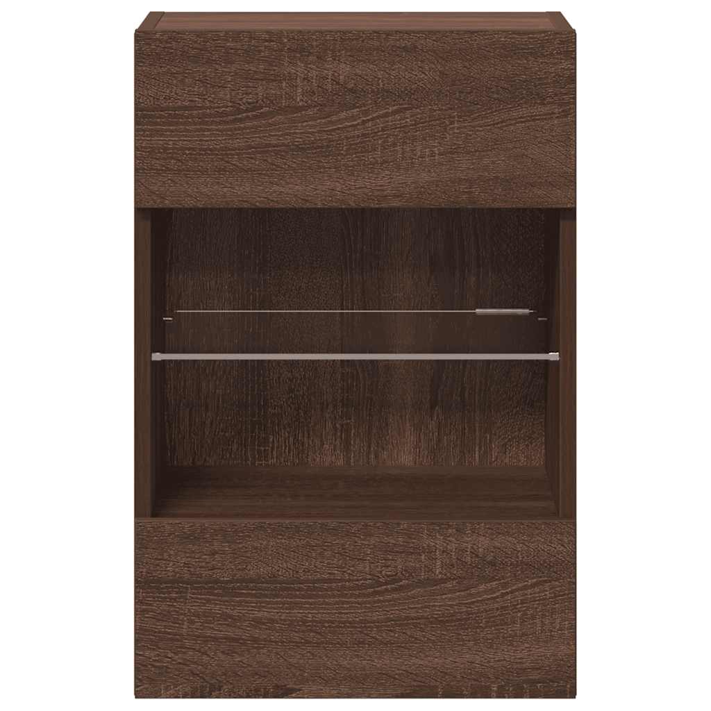 vidaXL Κρεμαστά ντουλάπια με φώτα LED για τηλεόραση 2 Τεμ. Καφέ Δρυς 40x30x60,5εκ.