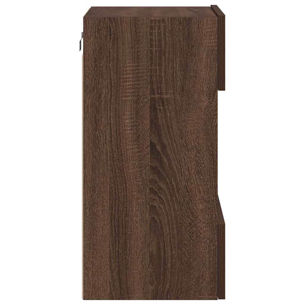 vidaXL Κρεμαστά ντουλάπια με φώτα LED για τηλεόραση 2 Τεμ. Καφέ Δρυς 40x30x60,5εκ.