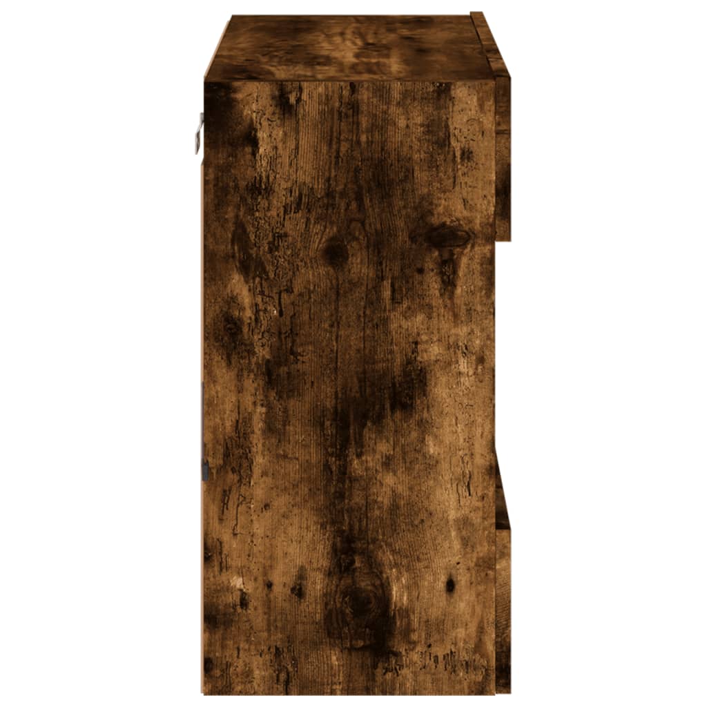 vidaXL Έπιπλο Τοίχου Τηλεόρασης με LED Καπνιστή Δρυς 58,5x30x60,5 εκ.