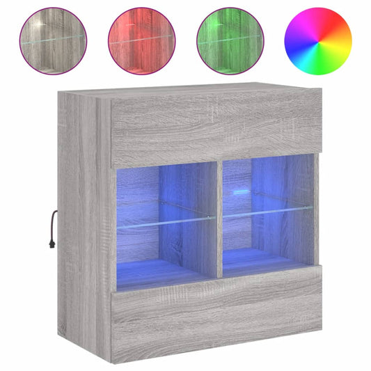 vidaXL Έπιπλο Τοίχου Τηλεόρασης με LED Γκρι Sonoma 58,5x30x60,5 εκ.