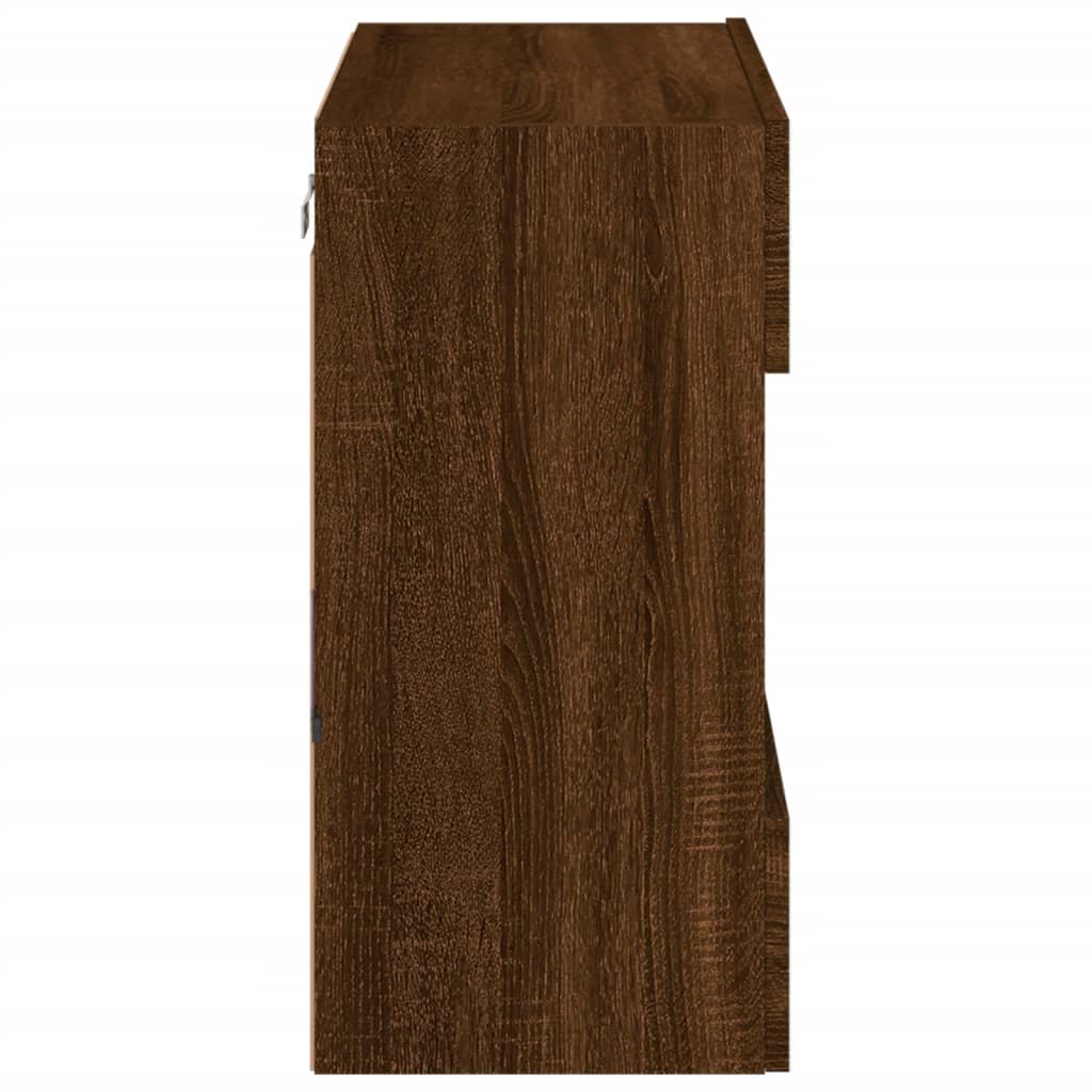 vidaXL Έπιπλο Τοίχου Τηλεόρασης με LED Καφέ Δρυς 58,5x30x60,5 εκ.