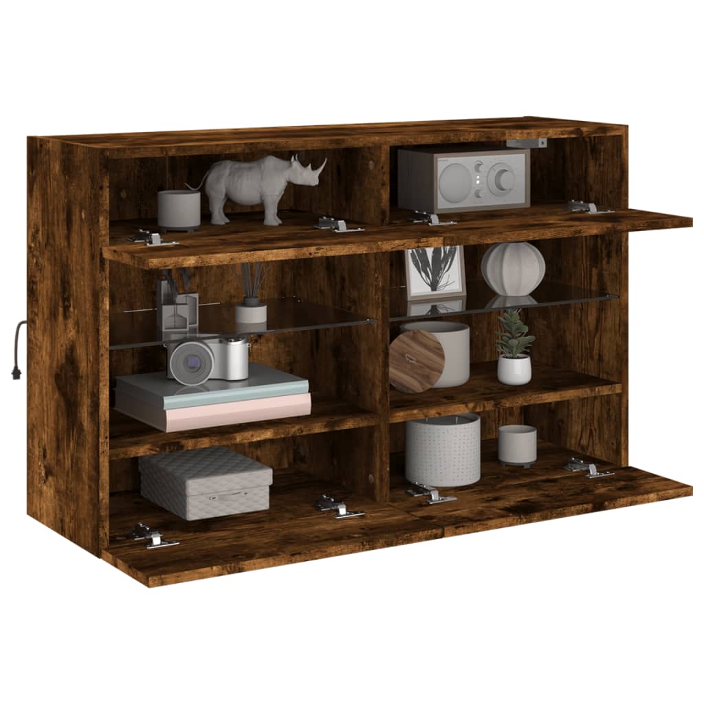 vidaXL Έπιπλο Τοίχου Τηλεόρασης με LED Καπνιστή Δρυς 98,5x30x60,5 εκ.