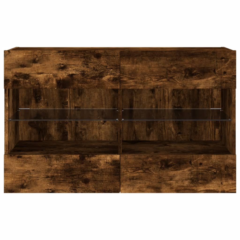 vidaXL Έπιπλο Τοίχου Τηλεόρασης με LED Καπνιστή Δρυς 98,5x30x60,5 εκ.