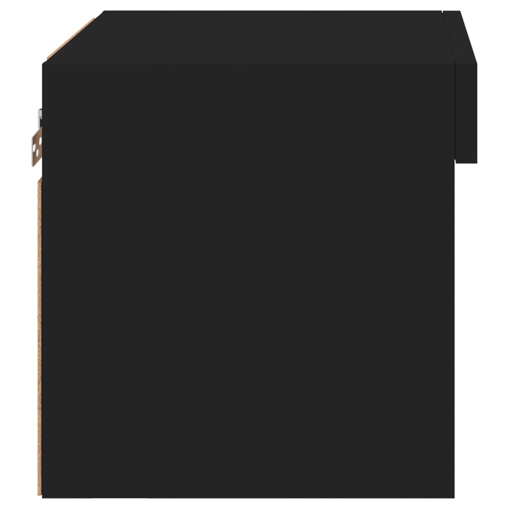 vidaXL Κομοδίνο Επιτοίχιο με Φώτα LED Μαύρο