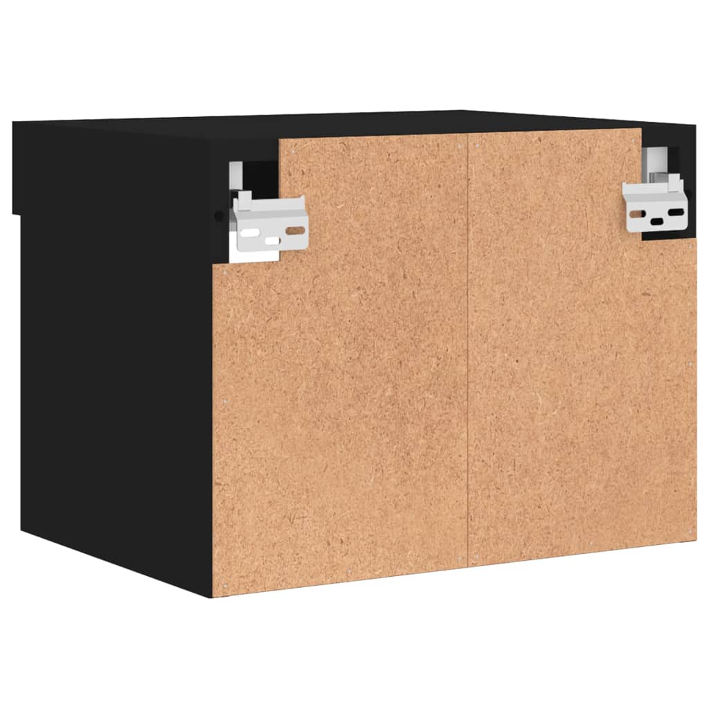 vidaXL Κομοδίνο Επιτοίχιο με Φώτα LED Μαύρο