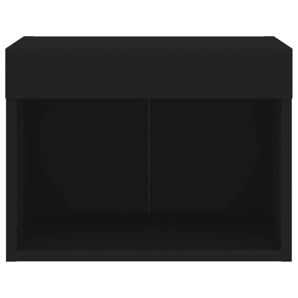 vidaXL Κομοδίνα Επιτοίχια με Φώτα LED 2 Τεμ. Μαύρα