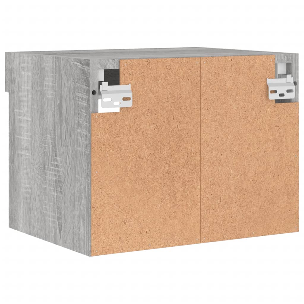 vidaXL Κομοδίνο Επιτοίχιο με Φώτα LED Γκρι Sonoma