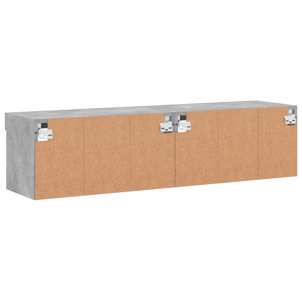 vidaXL Έπιπλα Τηλεόρασης με LED 2 τεμ. Γκρι Σκυροδέματος 60x30x30 εκ.