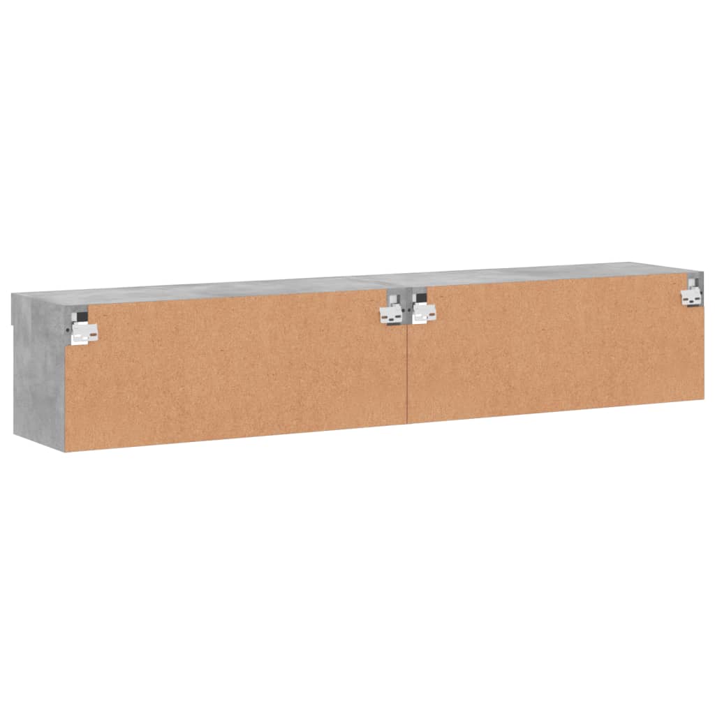 vidaXL Έπιπλα Τηλεόρασης με LED 2 τεμ. Γκρι Σκυροδέματος 80x30x30εκ.