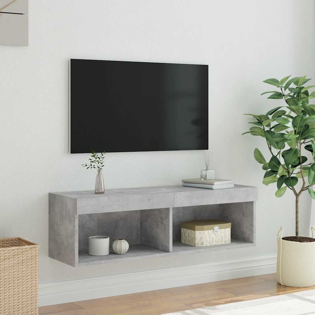 vidaXL Έπιπλο Τηλεόρασης με LED Γκρι Σκυροδέματος 100x30x30 εκ.