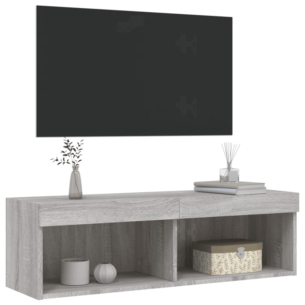 vidaXL Έπιπλο Τηλεόρασης με LED Γκρι Sonoma 100x30x30 εκ.