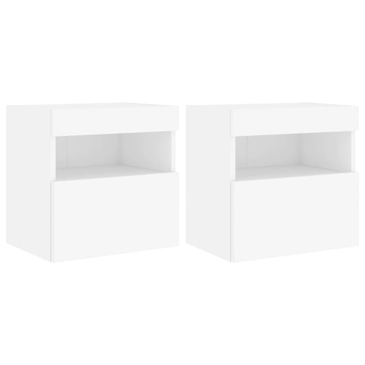 vidaXL Έπιπλα Τοίχου Τηλεόρασης με LED 2 Τεμ. Λευκά 40x30x40 εκ.