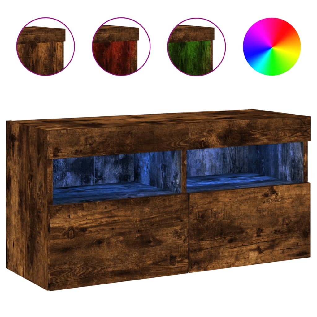 vidaXL Έπιπλο Τοίχου Τηλεόρασης με LED Καπνιστή Δρυς 80x30x40 εκ.