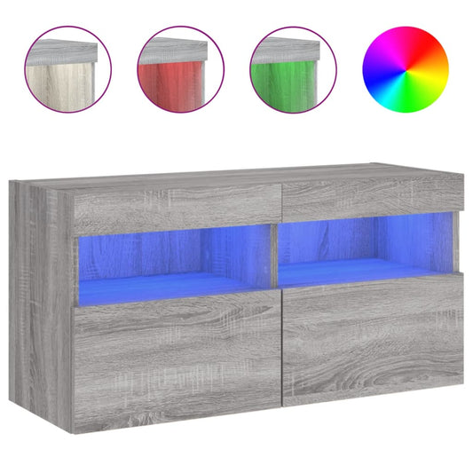 vidaXL Έπιπλο Τοίχου Τηλεόρασης με LED Γκρι Sonoma 80x30x40 εκ.