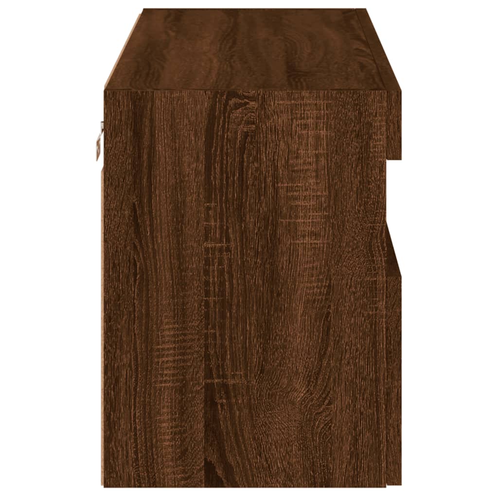 vidaXL Έπιπλο Τοίχου Τηλεόρασης με LED Καφέ Δρυς 80x30x40 εκ.