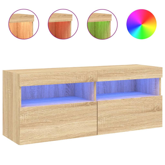 vidaXL Έπιπλο Τοίχου Τηλεόρασης με LED Sonoma Δρυς 100x30x40 εκ.