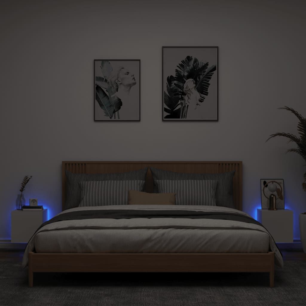 vidaXL Έπιπλα Τοίχου Τηλεόρασης με LED 2 Τεμ. Λευκά 30,5x35x30 εκ.