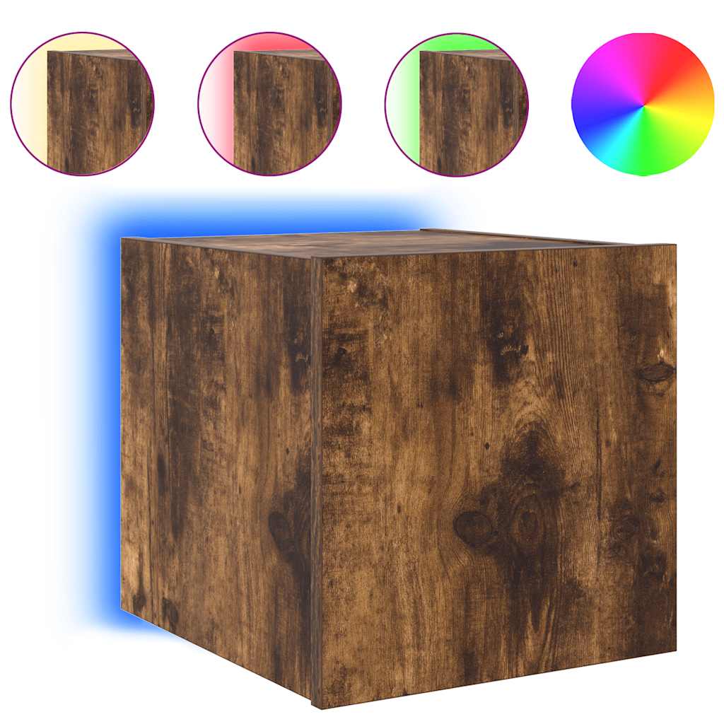 vidaXL Έπιπλο Τοίχου Τηλεόρασης με LED Καπνιστή Δρυς 30,5x35x30 εκ.