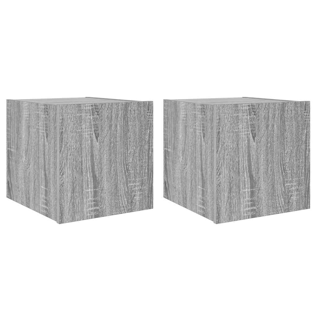 vidaXL Έπιπλα Τοίχου Τηλ. με LED 2 Τεμ. Γκρι Sonoma 30,5x35x30 εκ.