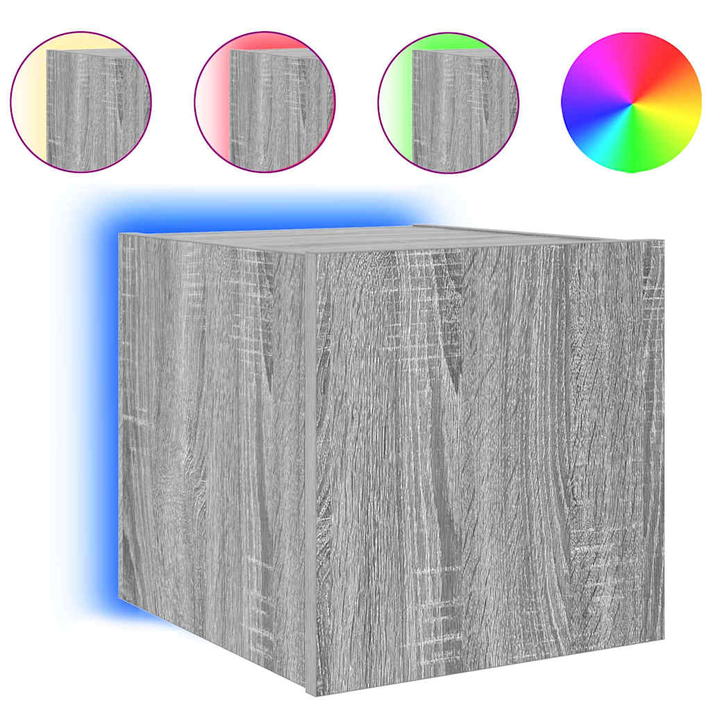 vidaXL Έπιπλα Τοίχου Τηλ. με LED 2 Τεμ. Γκρι Sonoma 30,5x35x30 εκ.
