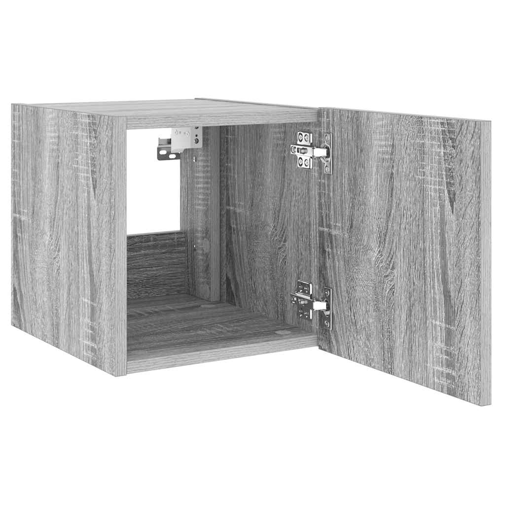 vidaXL Έπιπλα Τοίχου Τηλ. με LED 2 Τεμ. Γκρι Sonoma 30,5x35x30 εκ.