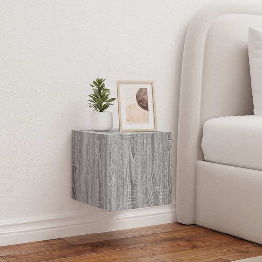 vidaXL Έπιπλα Τοίχου Τηλ. με LED 2 Τεμ. Γκρι Sonoma 30,5x35x30 εκ.