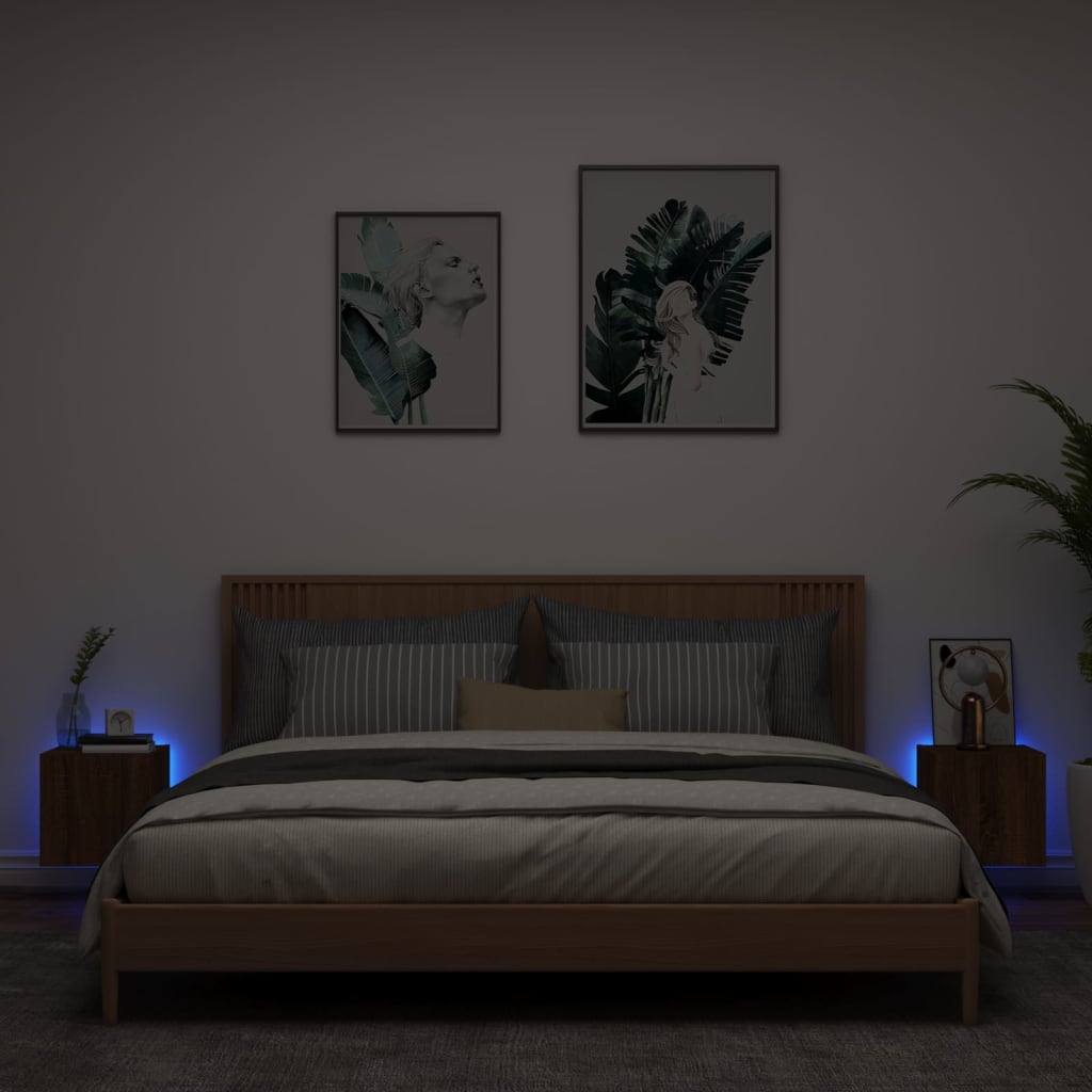 vidaXL Έπιπλα Τοίχου Τηλεόρασης LED 2 Τεμ. Καφέ Δρυς 30,5x35x30εκ.