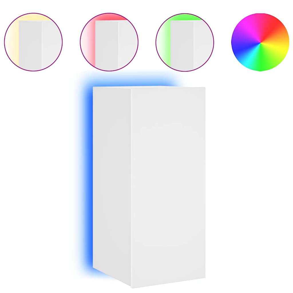 vidaXL Έπιπλο Τοίχου Τηλεόρασης με LED Λευκό 30,5x35x70 εκ.