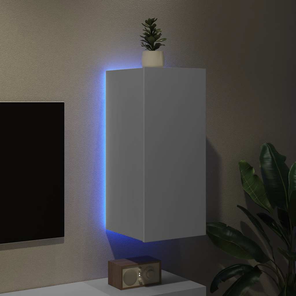 vidaXL Έπιπλο Τοίχου Τηλεόρασης με LED Λευκό 30,5x35x70 εκ.