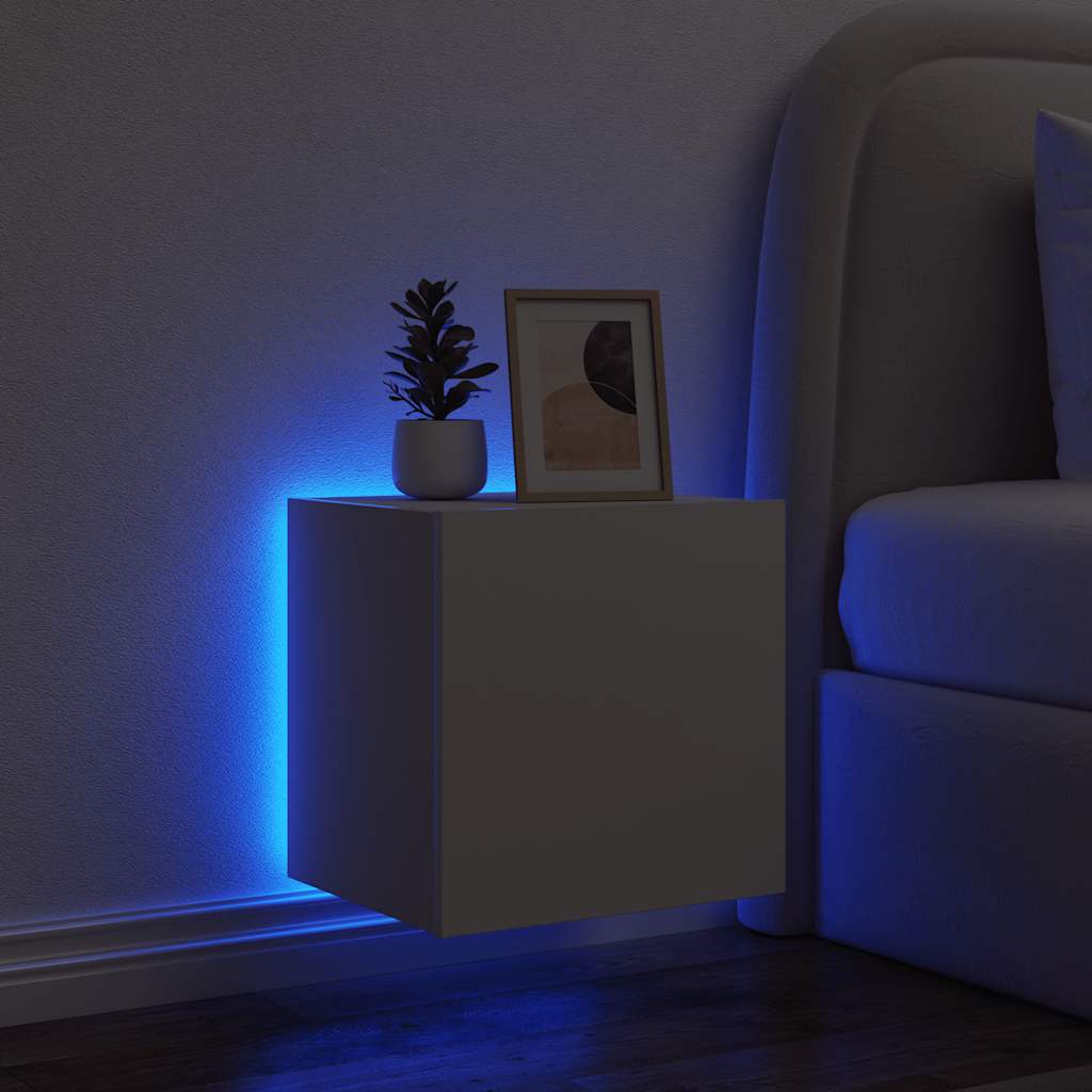 vidaXL Έπιπλο Τοίχου Τηλεόρασης με LED Λευκό 40,5x35x40 εκ.