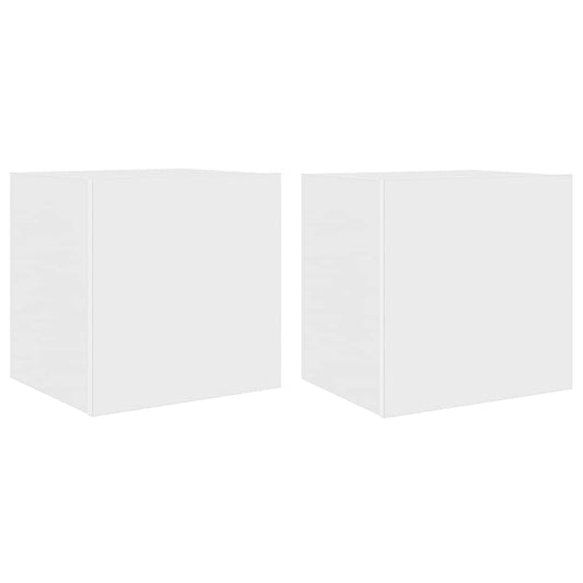 vidaXL Έπιπλα Τοίχου Τηλεόρασης με LED 2 Τεμ. Λευκά 40,5x35x40 εκ.