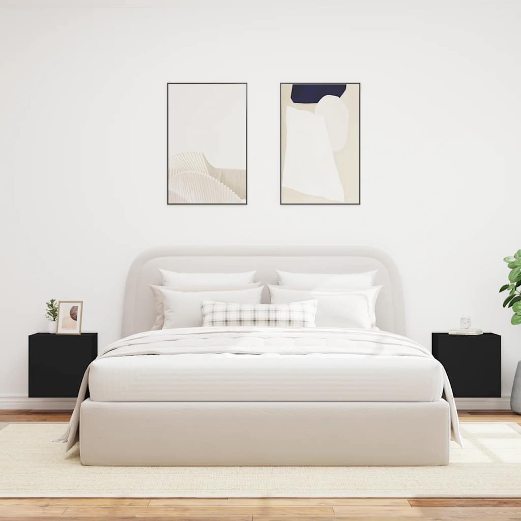 vidaXL Έπιπλα Τοίχου Τηλεόρασης με LED 2 Τεμ. Μαύρα 40,5x35x40 εκ.