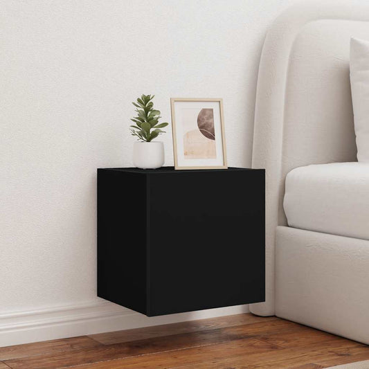 vidaXL Έπιπλα Τοίχου Τηλεόρασης με LED 2 Τεμ. Μαύρα 40,5x35x40 εκ.