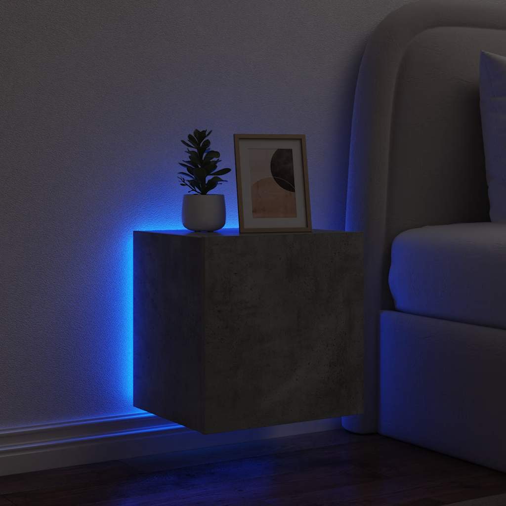 vidaXL Έπιπλα Τηλεόρασης με LED 2 Τεμ Γκρι Σκυροδέματος 40,5x35x40 εκ.