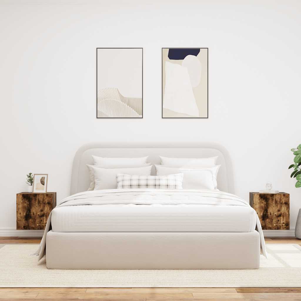 vidaXL Έπιπλα Τοίχου Τηλεόρασης LED 2 Τεμ. Καπνιστή Δρυς 40,5x35x40εκ.