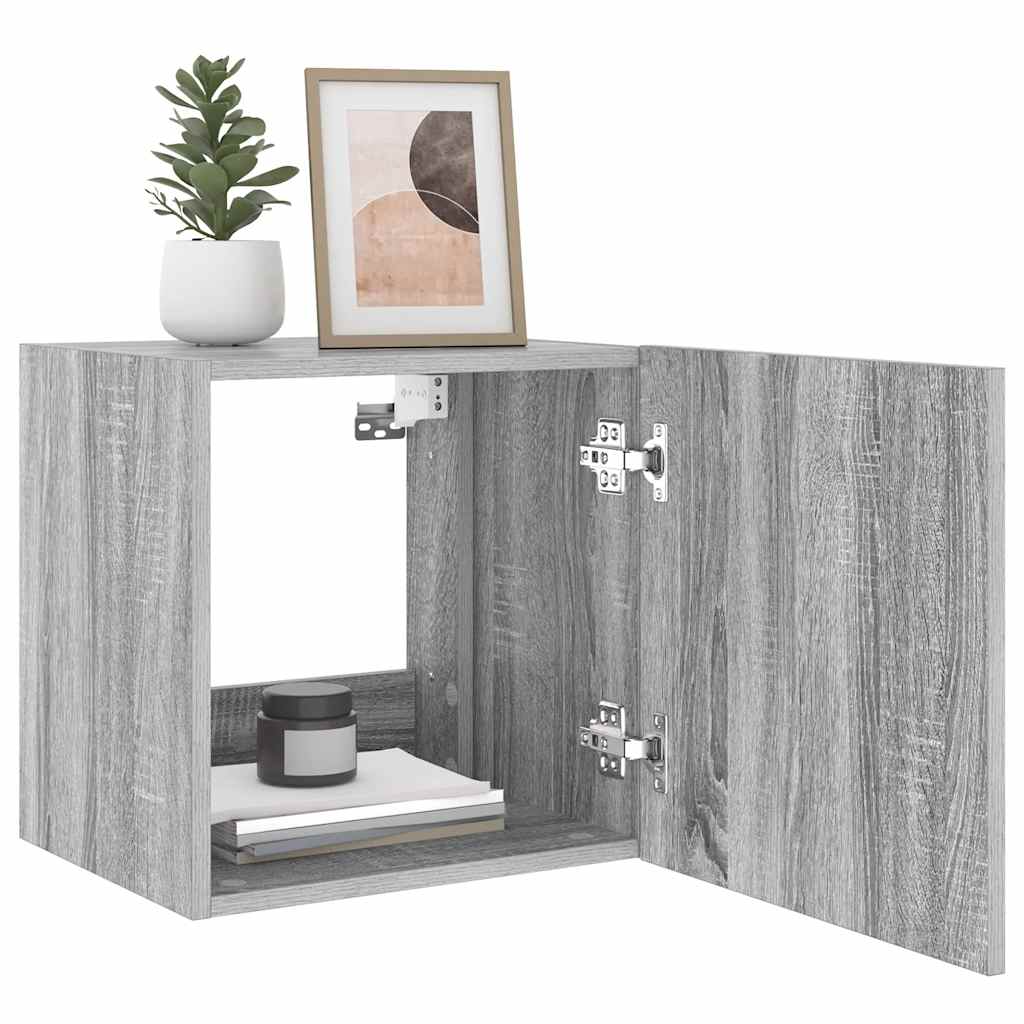 vidaXL Έπιπλο Τοίχου Τηλεόρασης με LED Γκρι Sonoma 40,5x35x40 εκ.