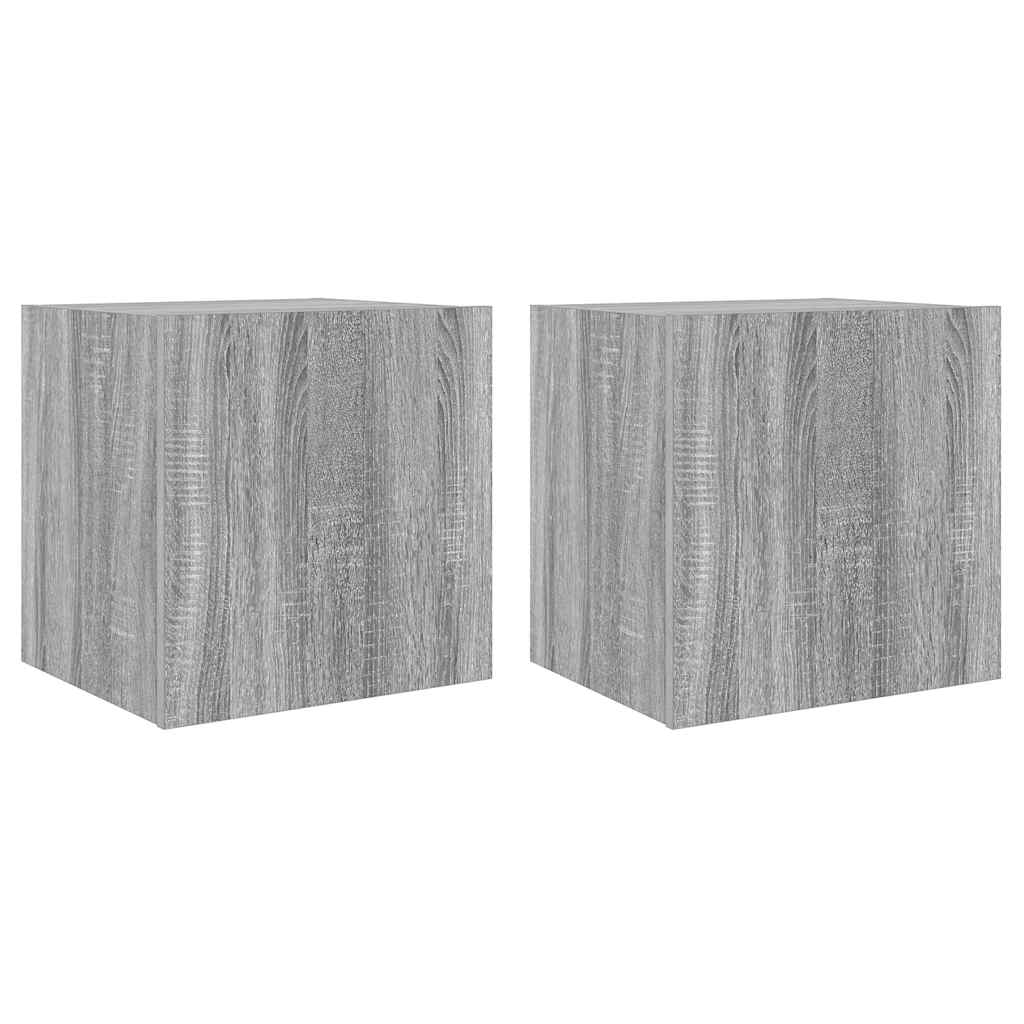 vidaXL Έπιπλα Τοίχου Τηλ. με LED 2 Τεμ. Γκρι Sonoma 40,5x35x40 εκ.