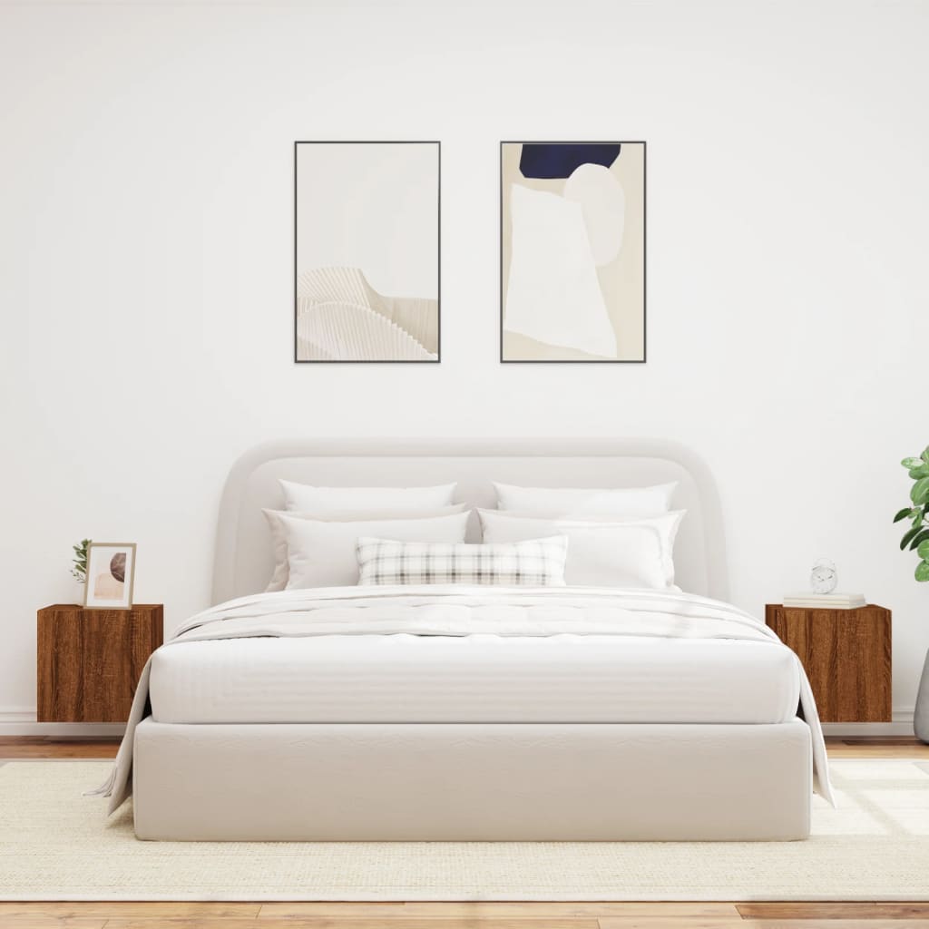 vidaXL Έπιπλα Τοίχου Τηλεόρασης LED 2 Τεμ. Καφέ Δρυς 40,5x35x40εκ.