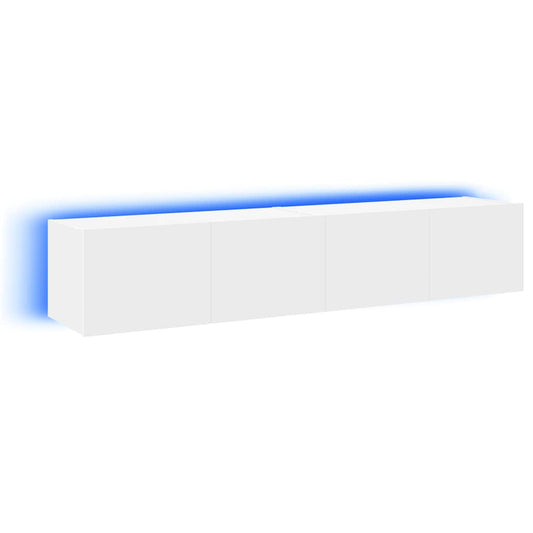 vidaXL Έπιπλα Τοίχου Τηλεόρασης με LED 2 Τεμ. Λευκά 80x35x31 εκ.