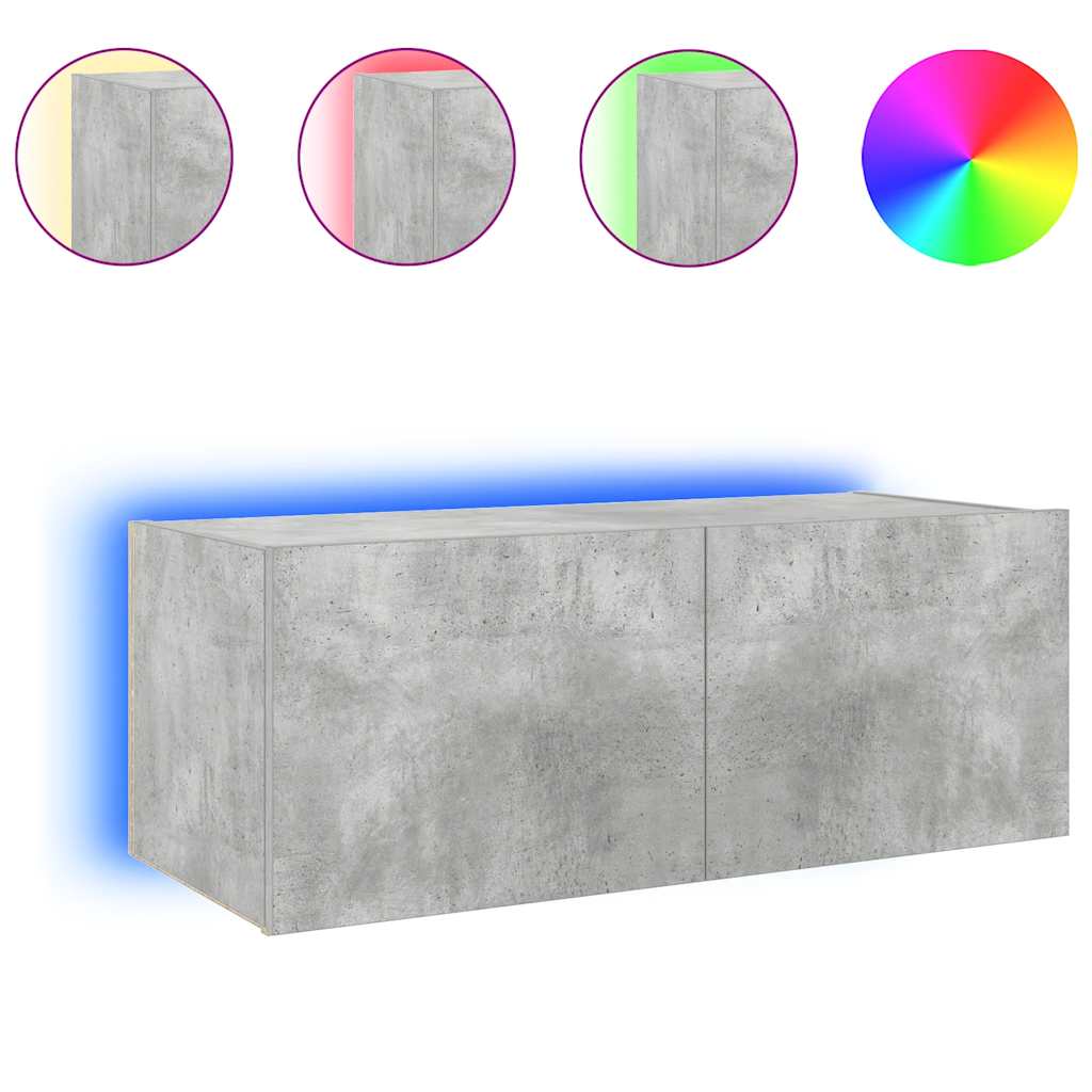 vidaXL Έπιπλο Τηλεόρασης με LED Γκρι Σκυροδέματος 80x35x31 εκ.